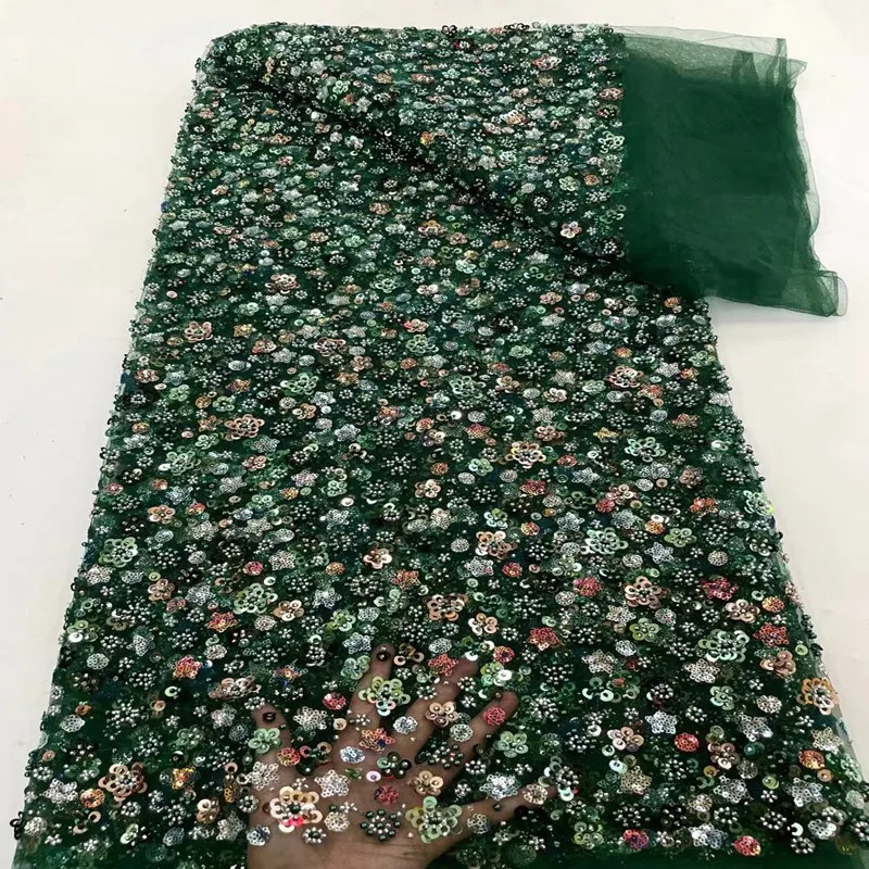 

Handmade Lace Fabric Embroidery French Lace Luxury Nigerian Mesh Lace Fabric For Party ML8705