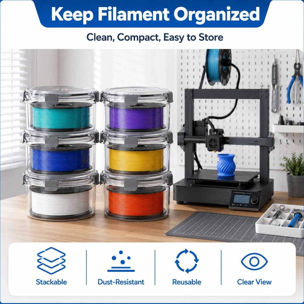 Pojemnik na filament do drukarki 3D, szczelny, odporny na wilgoć, suchy pojemnik na 1 kg filamentu PLA PETG TPU ABS, uchwyt na szpulę filamentu — zdjęcie produktu 6