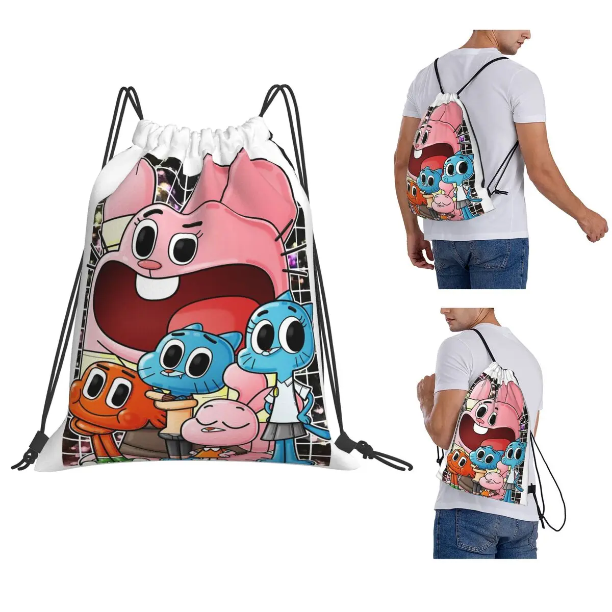 The Amazing World Of Gumball Backpacks Portable Drawstring Bundle Pocket Sundries Bag Book Bags for Man Woman Students