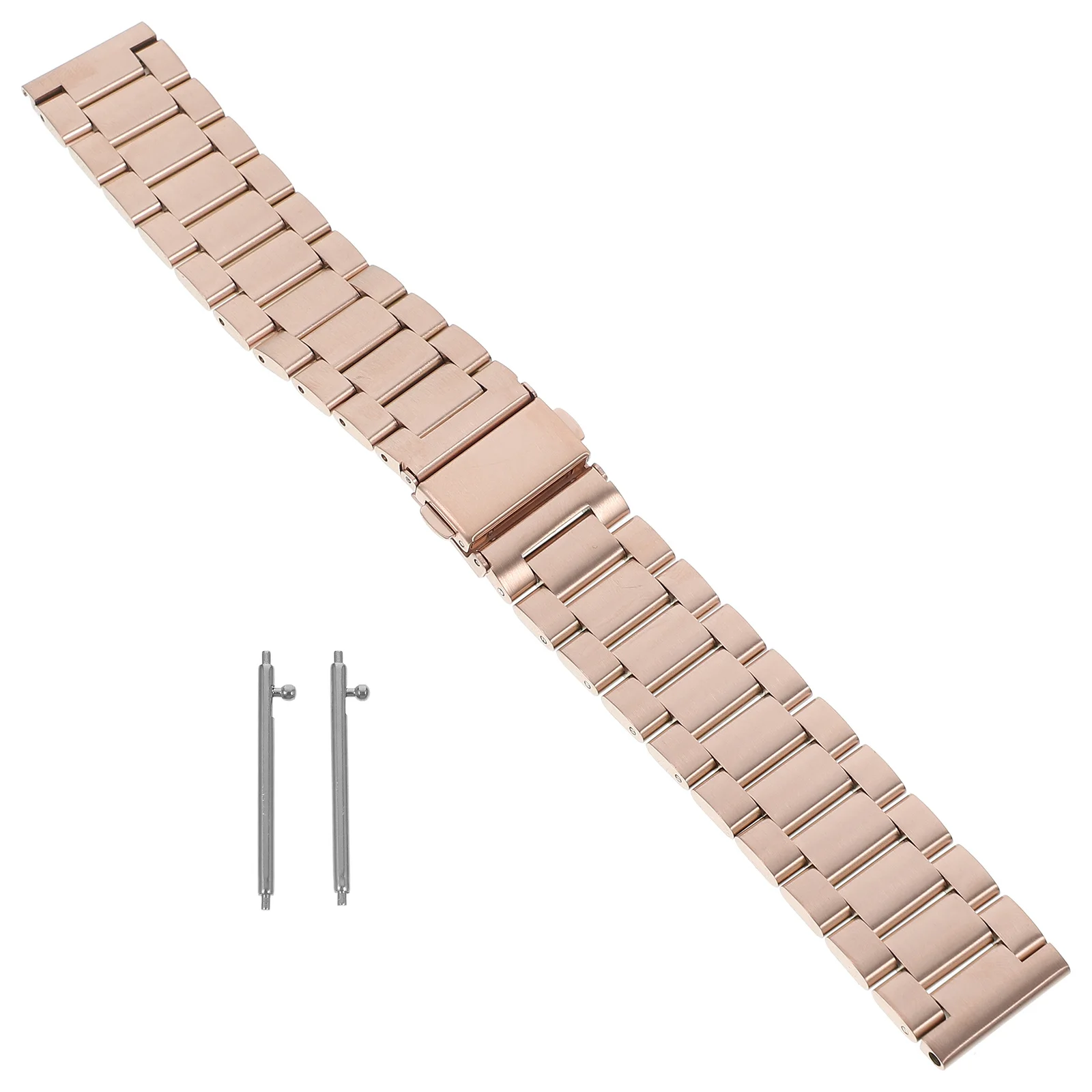 

Rose Gold Stainless Steel Watch Strap Buckle Chain Style Replacement Band Compatible 3 Metal Smartwatch