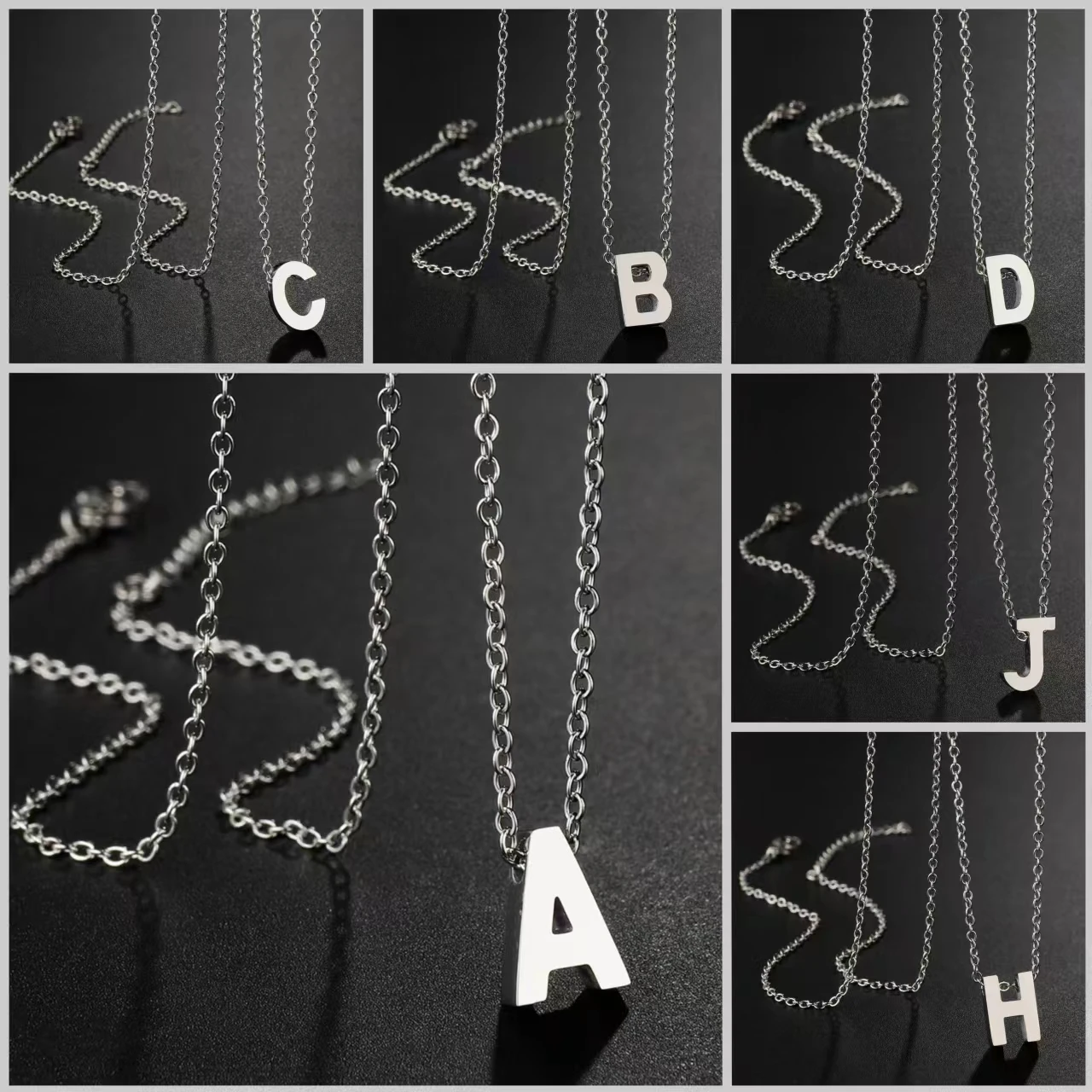 

13 Letters A B C Pendant Silver Color Women/Men's Fashion Jewelry Stainless Steel Nameplate Necklace Xmas Gift Wholesale