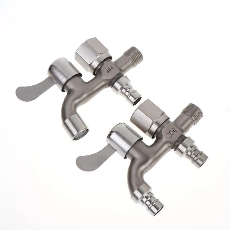 【BA】304 Stainless Steel Faucet Double Outlet Dual Control Water Tap One In Two Out Faucet 1/2