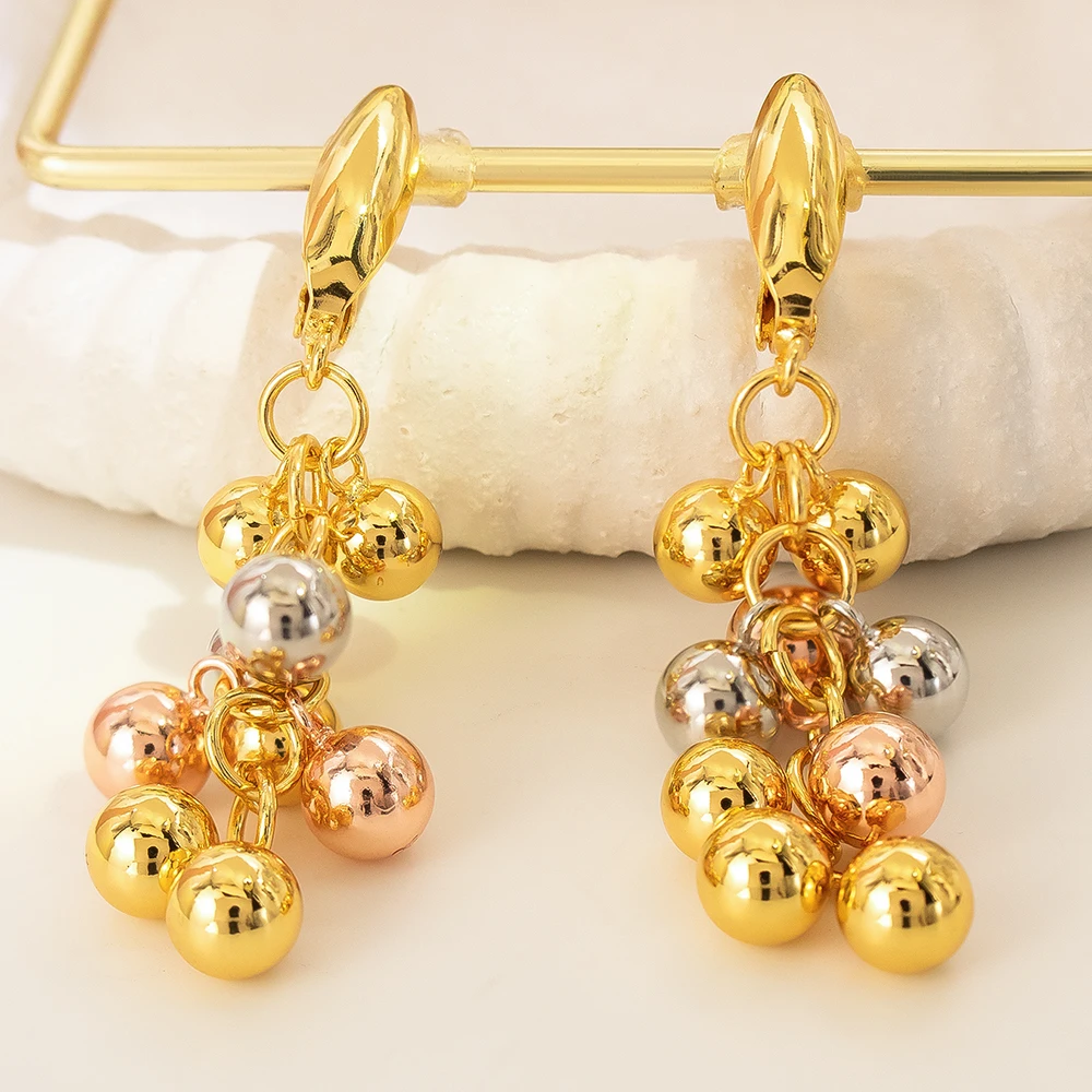 

YTJX 18K Copper Gold-Plated Punk Metal Colorful Ball Tassel Pendant Earrings Girls trendy Jewelry Accessories Gift Wholesale