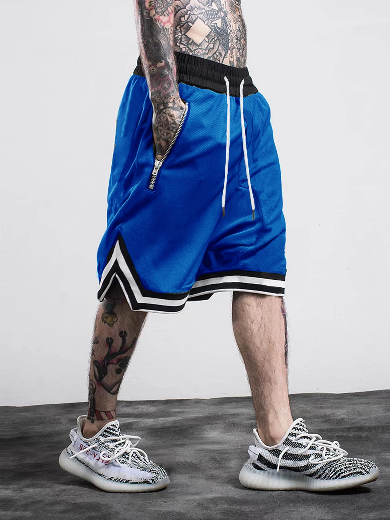 กางเกงบาสเก็ตบอลผู้ชายผ้าตาข่ายแห้งเร็ว กางเกงออกกำลังกายสำหรับฤดูร้อน กางเกงวิ่งลำลอง ระบายอากาศได้ดี