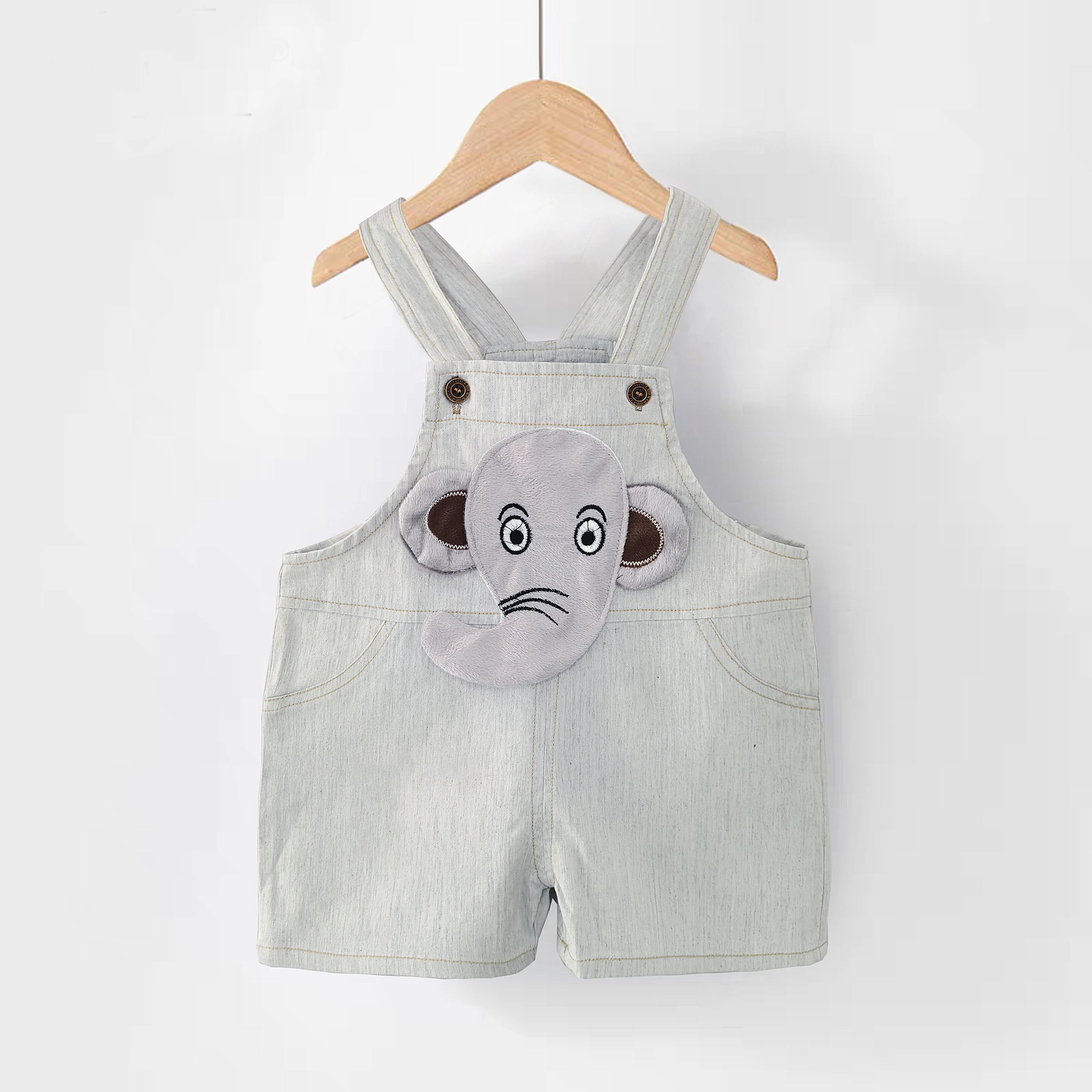 

IENENS Baby Overalls Boy Sleeveless Jumpsuit Infant Summer Shorts Cotton Light Blue Dungarees For 6-24 Months