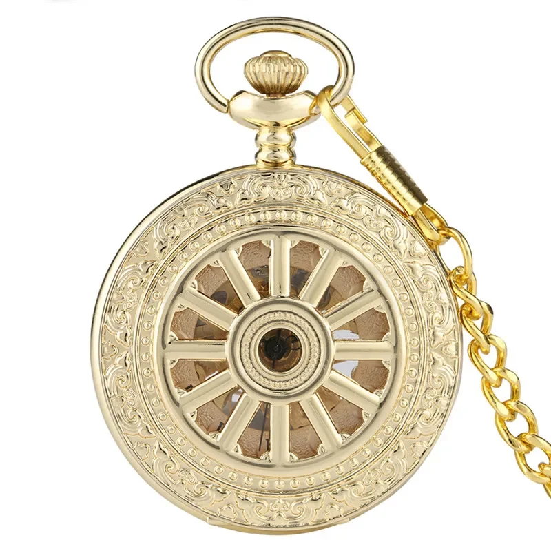 Antique Hollow-out Wheel Design Manual Handwind Mechanical Pocket Watch Fob Watches Pendant Clock Gifts for Men Women