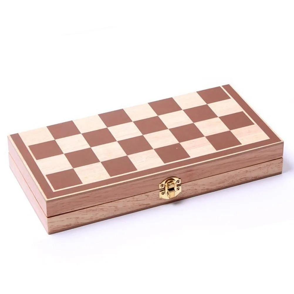 

1 Set Folding Wooden Chess Set Board Game Educational Toy for Kids Children (34x34cm Board)
