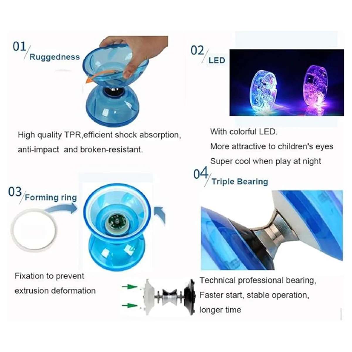 중국 Diabolo 정장 3개의 베어링 중국 Diabolo 장난감 빛나는 Diabolo 어린이가 종을 당깁니다. F