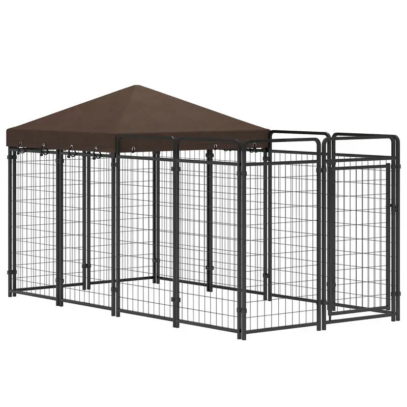 

Dog Kennel Outdoor with Waterproof Canopy, Dog Run with Galvanized Chain Link, Secure Lock, for Backyard and Patio, Large and Medium Sized Breeds, Chickens, Ducks, 9.3' x 4.6' x 5.2'
