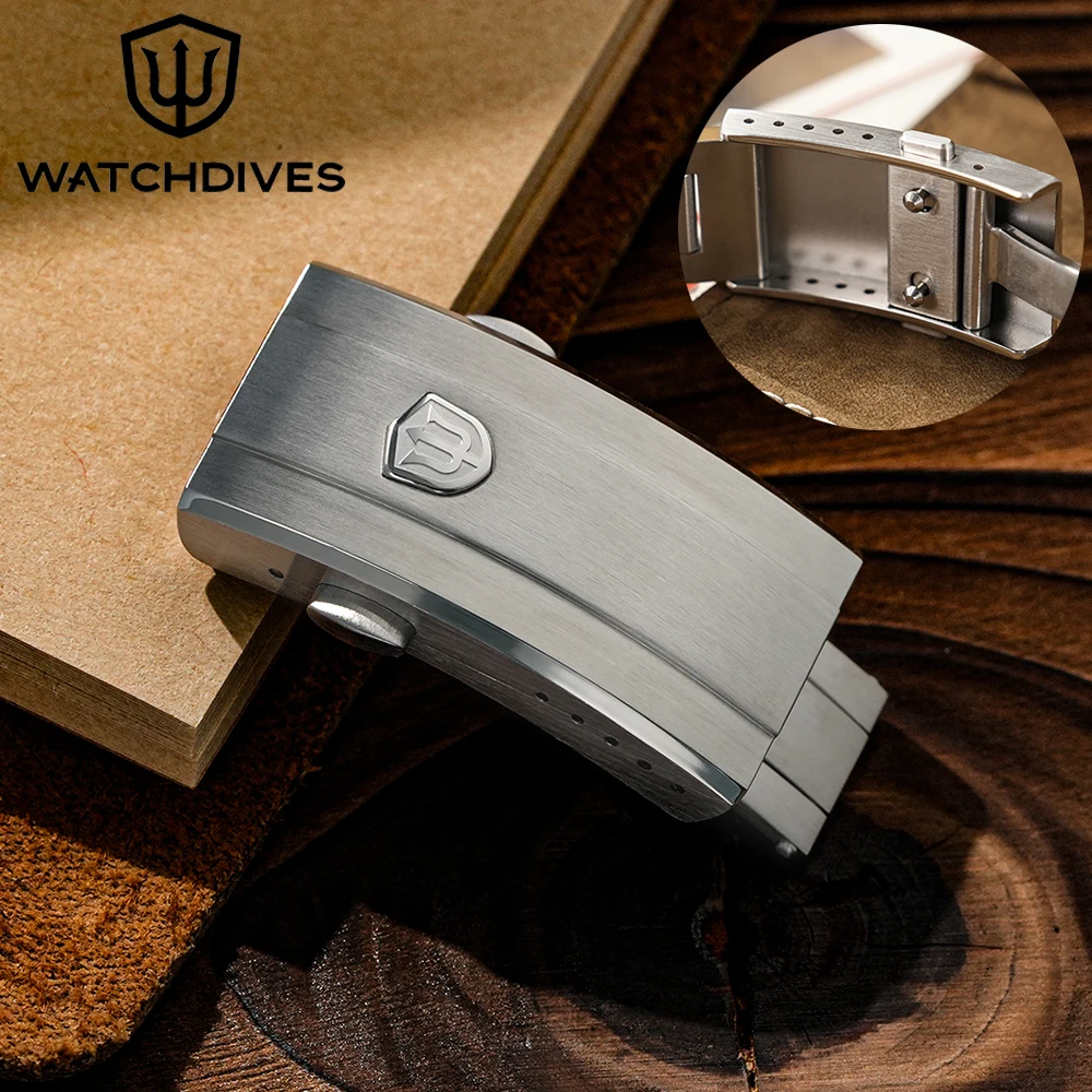 Watchdives New Upgraded Version Watch Clasp 16mm Folding Safety Five-hole Clasp Adjustable Stainless Steel Watch Buckle Accessor