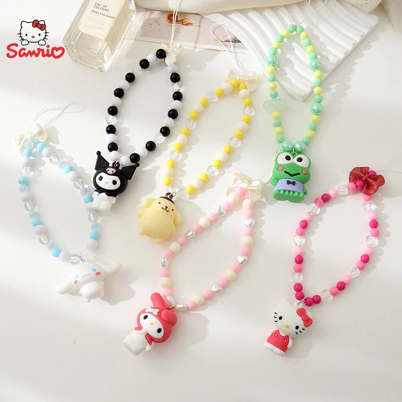 

Sanrio Kuromi Cinnamoroll Phone Lanyard Phone Chain Hello Kitty My Melody Phone Lanyard Phone Chain Bead Bracelet Keychain Gifts