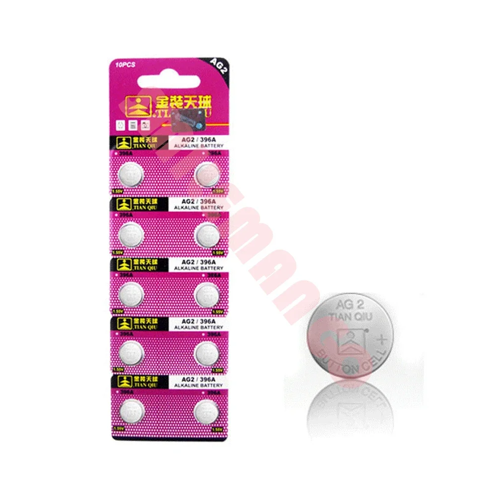 Original TIANQIU 2-50PCS Watch Battery AG2 1.55V 396A SR726W LR726 SR59W SR726 Alkaline Button Coin Cell Batteries for Watches