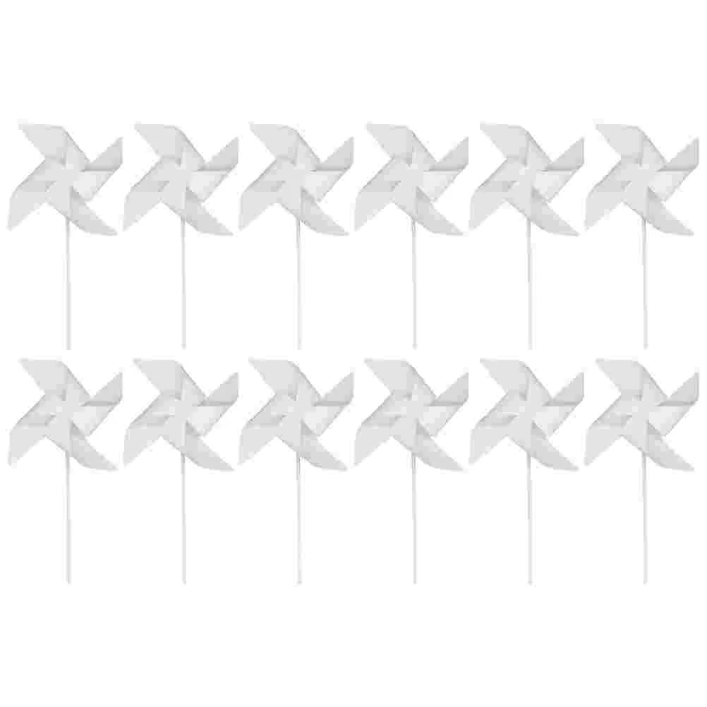 12 Pcs Children's Windmill Spinners DIY Paper Windmills Pinwheels Lawn Painting Toys Blank Educational Decorative Toddler