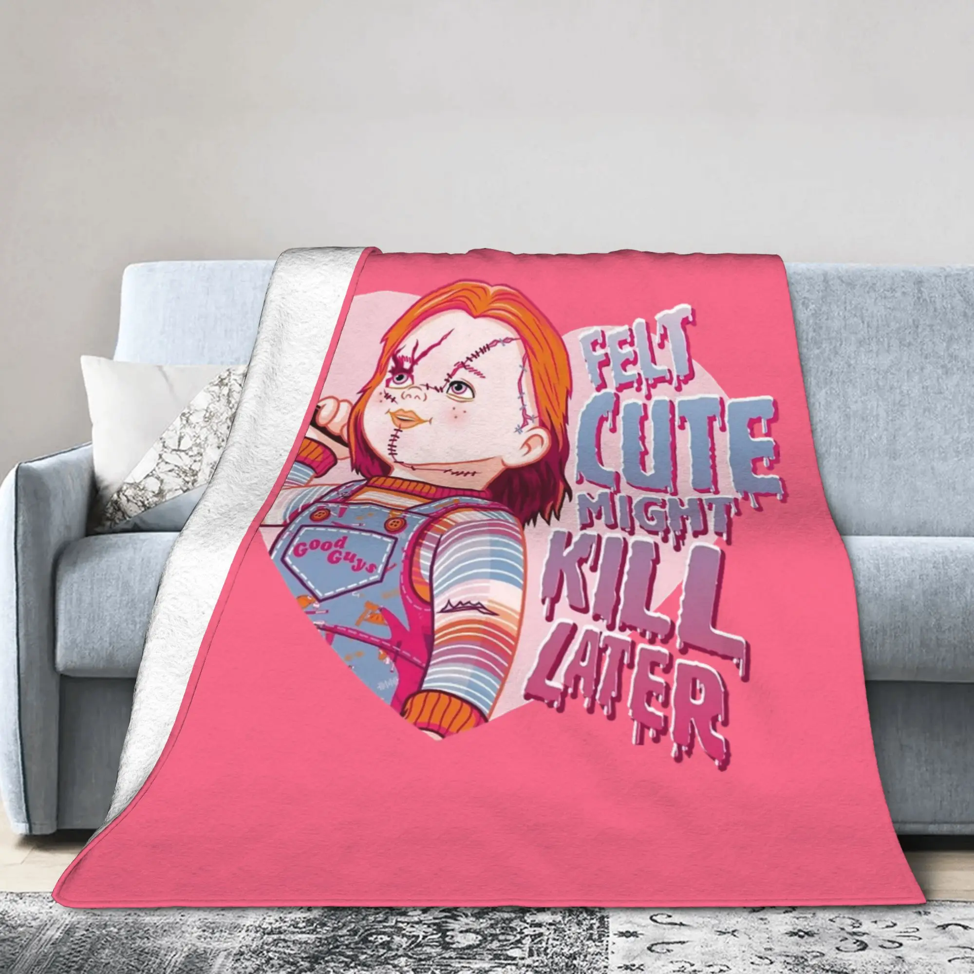 Chuckys Eat Felt Cute Might Kill Later Blanket Flannel Spring/Autumn Halloween Soft Throw Blanket for Home Travel Bedding Throws