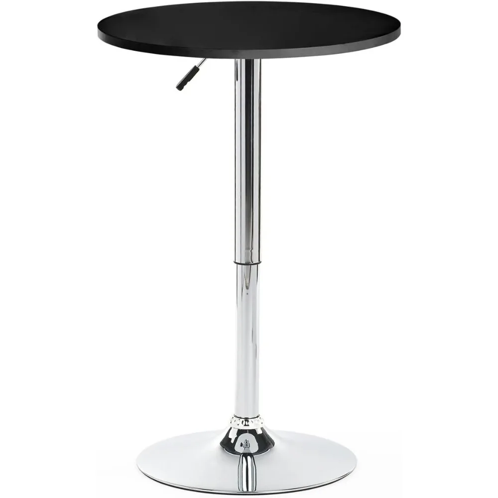 

Modern Hydraulic Bar Table, 23.5 Inch Round, Aluminum/Wood, Adjustable Height – Black (BRTBLA1B)