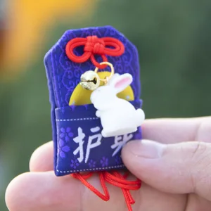Bordado Criativo Japonês Pray Fortune, Pingente Omamori, Boa Sorte Coelho, Amuleto de Sino Pequeno, Quimono Chaveiro, Presente 8 principais vendas amuletos e talismãs poderosos - №2