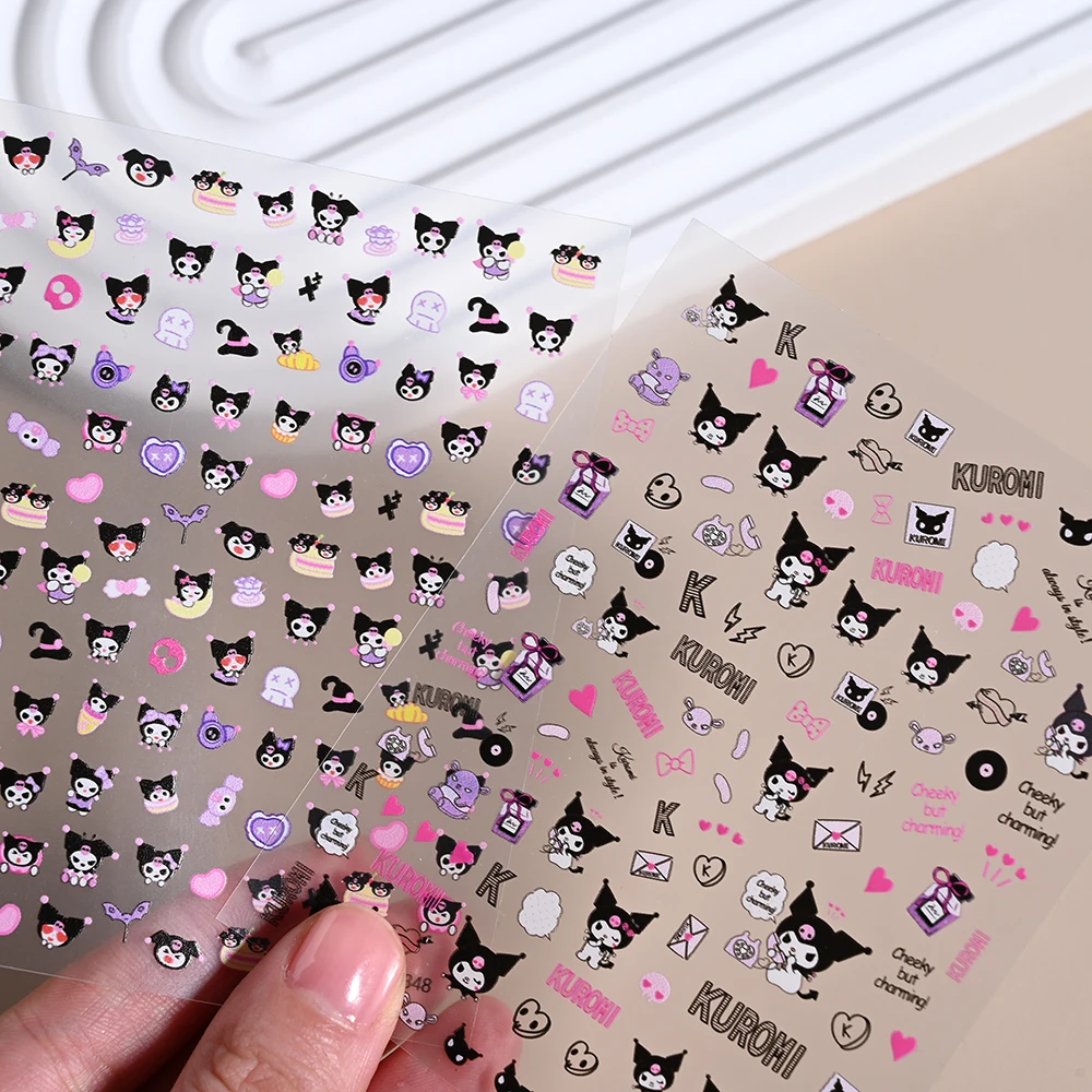 1Pc かわいいハローキティ 5D 粘着ネイルステッカーネイルアートデコレーションクロミメロディポチャッコネイルステッカーかわいいマニキュアスライダー