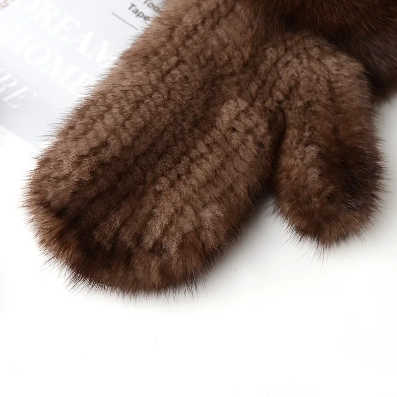 Luxury Women Natural Mink Fur Mittens Fox Fur Trimming Real Mink Fur Gloves Ladies Fur Elastic Hand Made Drop Shipping