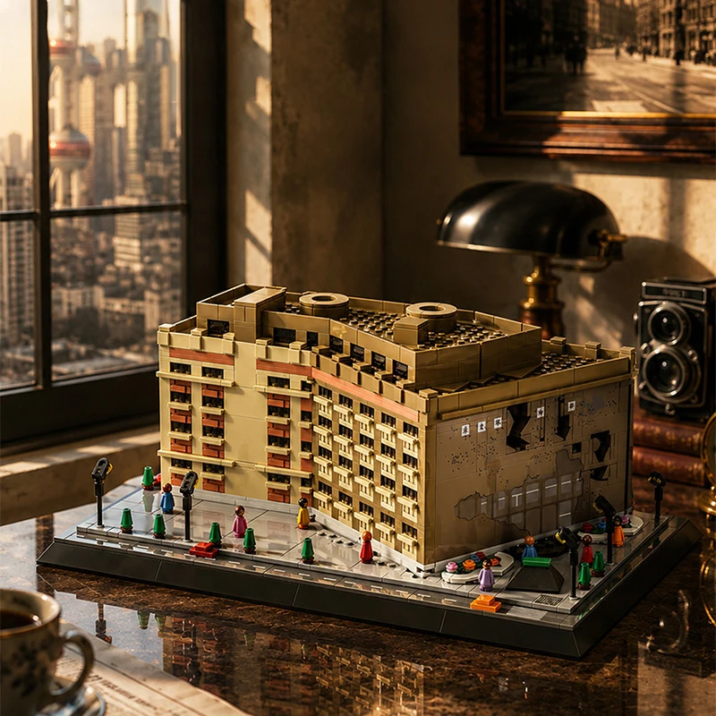 MOC Desert Architecture Warehouse Building Blocks Set Battle Shelter House Survival Base Bricks Idea Toys Adults Birthday Gifts