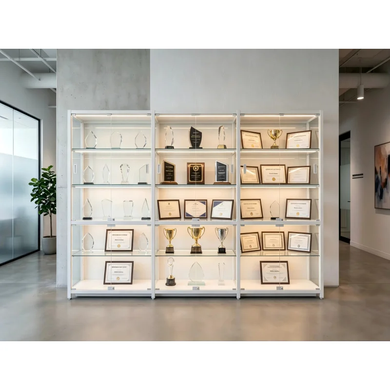custom.Trophy Display Cabinets with Glass Lockable Award Showcase School Club Hall