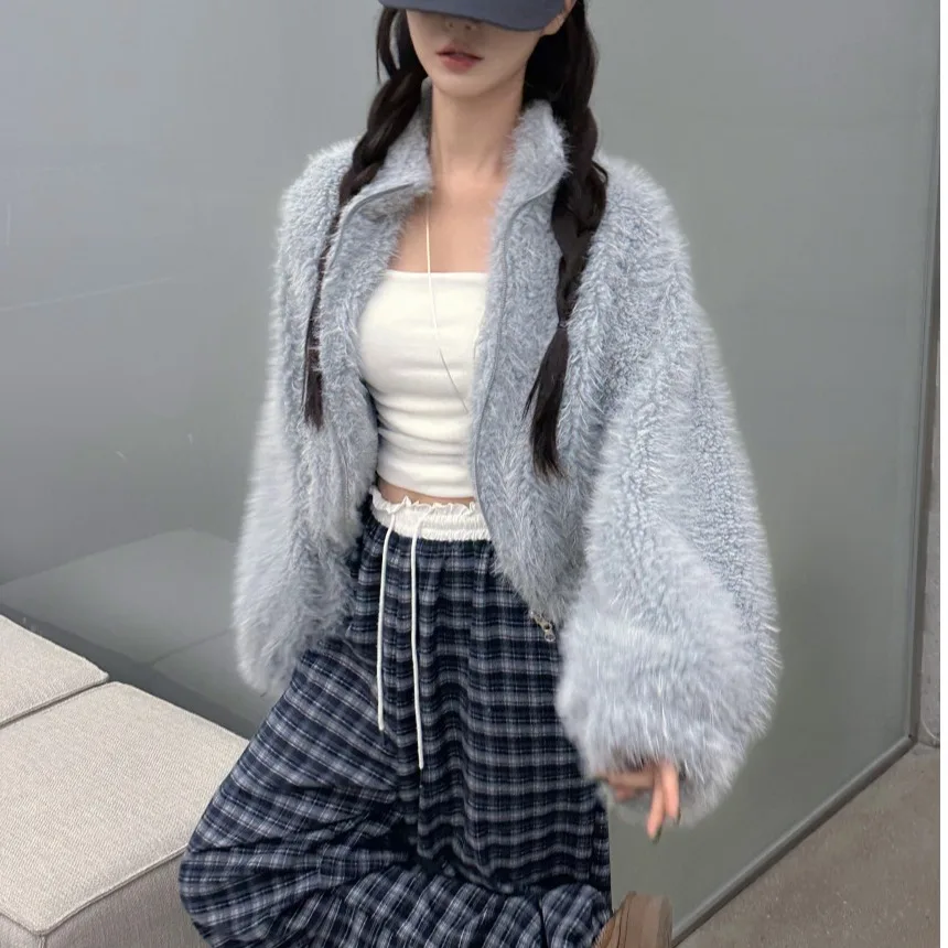 Fluffy ort Colletto alla coreana Cerniera da donna Jaet Dongda Gate INS Autunno Inverno Unico Nappa rifinita Gilet di pelliccia Pendolari Sle