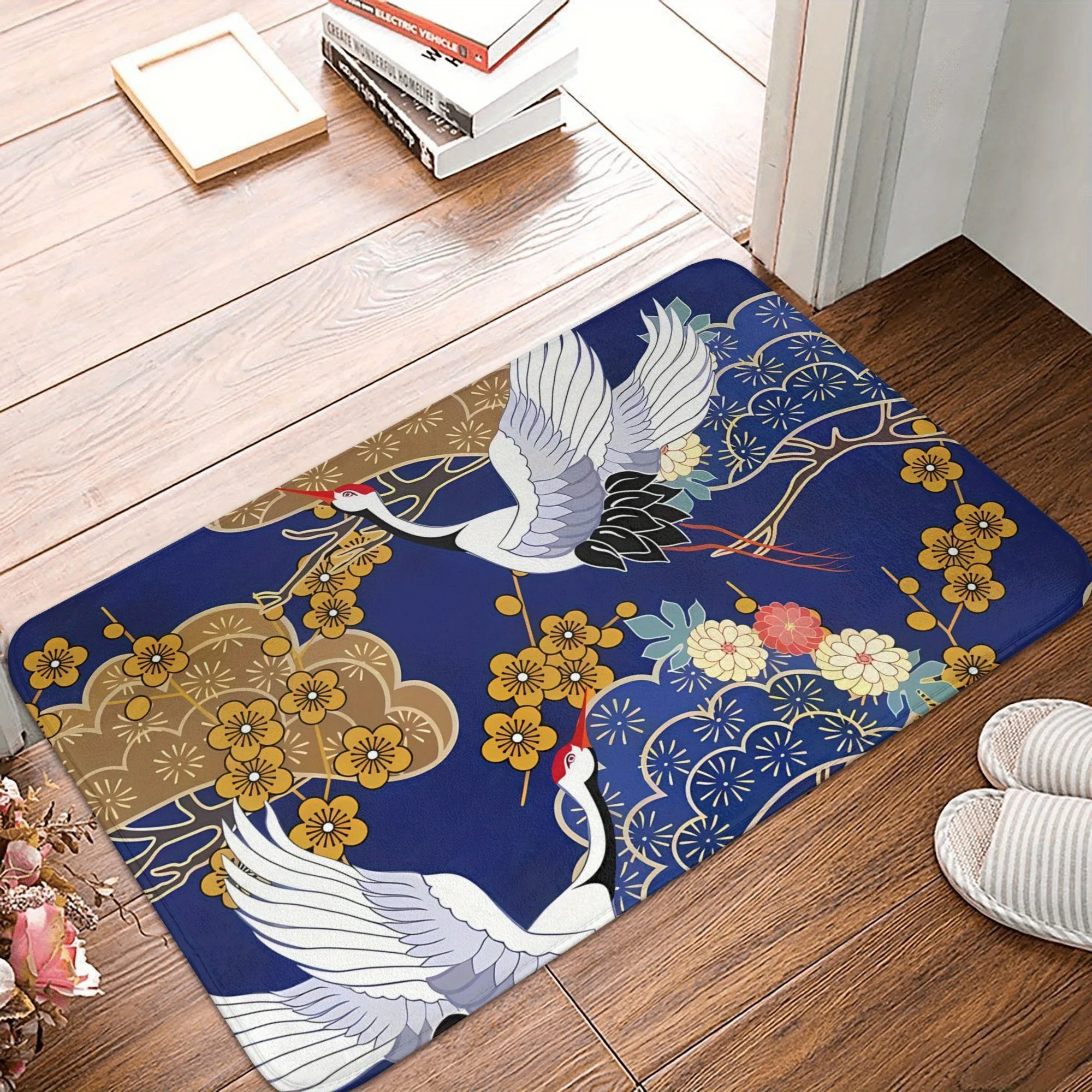 

1PC Crane Pattern Kitchen Rugs Non-Slip Home Door Mats Pop design Bathroom Rug Bath Mat Carpet for Home Sink Laundry Decor
