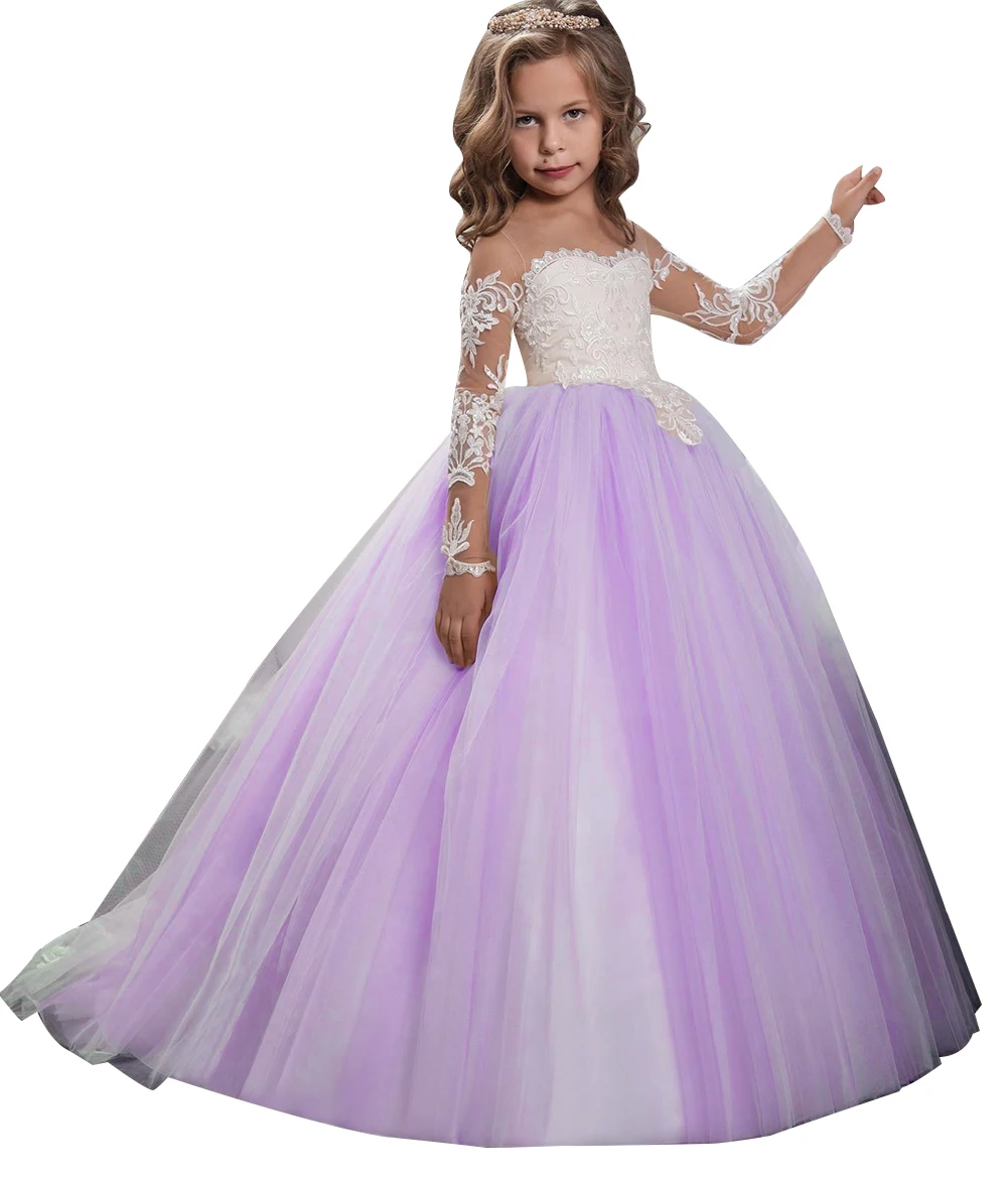 Luxury  Lace Flower Girls Dresses For Wedding Pageant Party Birthday Girls Dresses