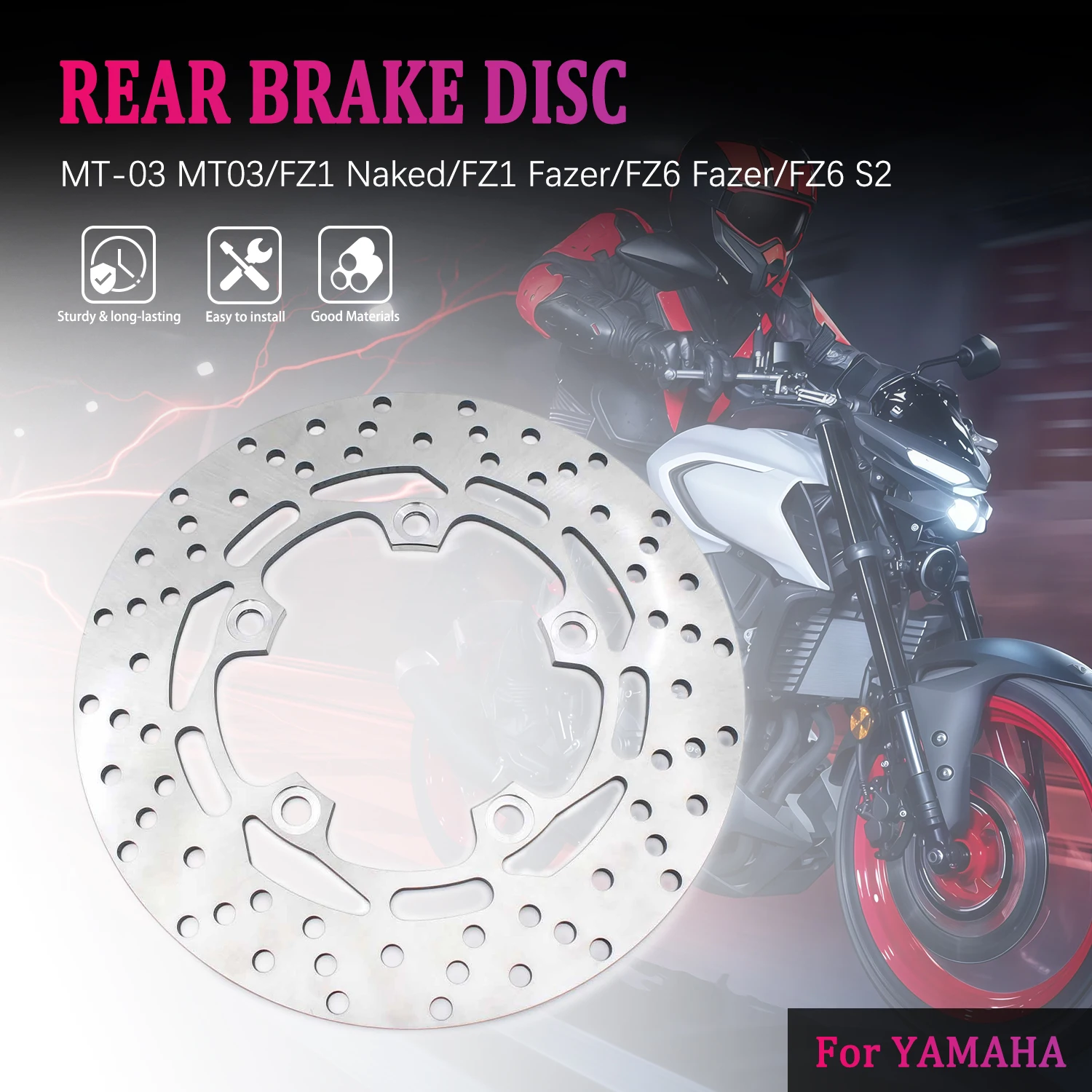 Disco de Freno Trasero para Motocicleta Yamaha MT-03 660cc FZ1 2D1 Fazer 3C3 Fazer N/NA Naked FZ6 FZ6-NS Naked /Sin ABS FZ6-Fazer FZ6 S2
