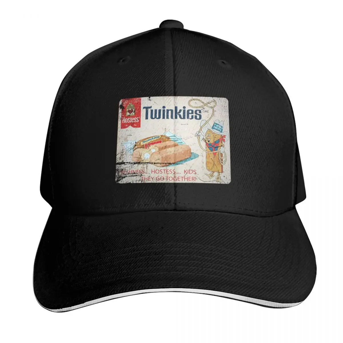 Distressed, Vintage Authentic Twinkies with Twinkie the Kid Baseball Cap Sunscreen funny hat sailor cap for men Men Hats Women's