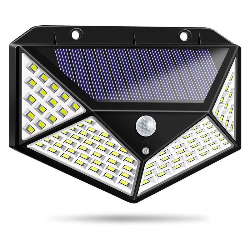 2-Pack 4 Sides Illumination 100 LEDs Solar Lamp Energy Saving IP65 Waterpro Human Infrared Sensor Light Staircase Garden