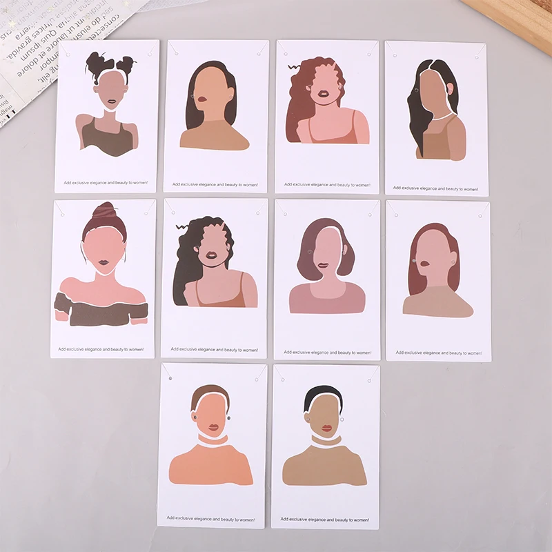 50Pcs persone faccia orecchino Display carta stampa carta Vintage ragazza modello collana orecchini imballaggio carta espositore gioielli