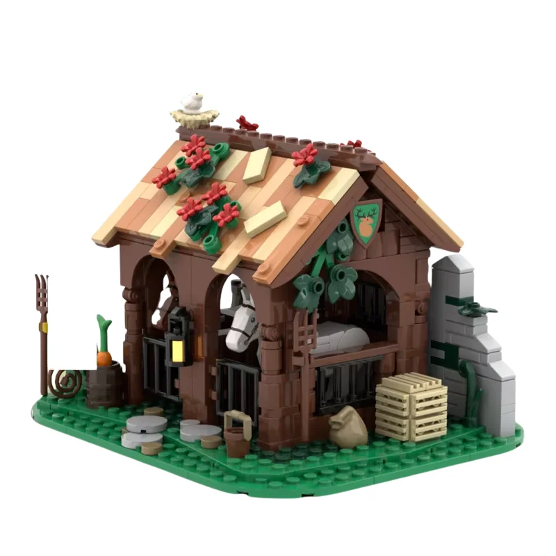 431-Piece MOC Building Blocks Kit - Forestmen Stables Model, Unique Architectural Toy, Perfect Holiday Gift for Architecture Ent