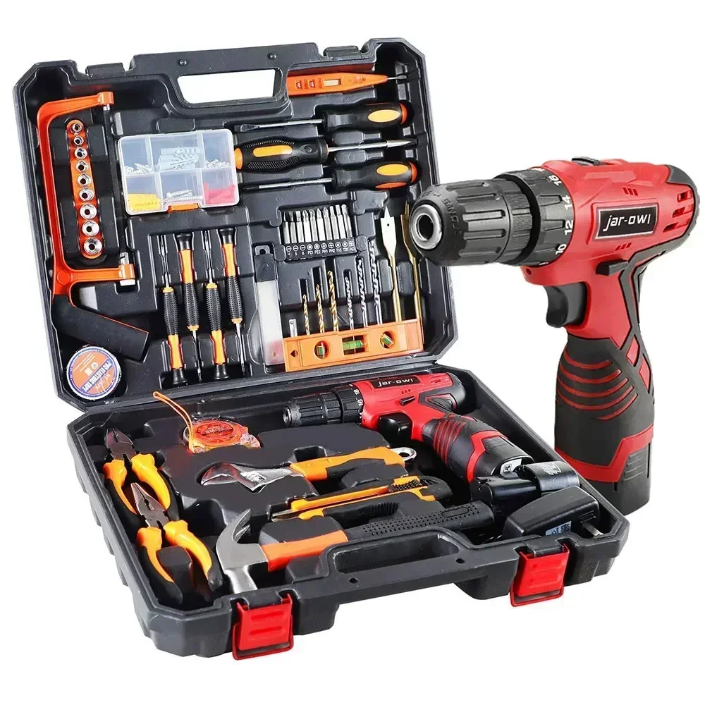 Low Price 128 Pieces Power Tool Combo Kits With 16.8V Cordless Drill, Household Tools Set with DIY Hand Tool Kits