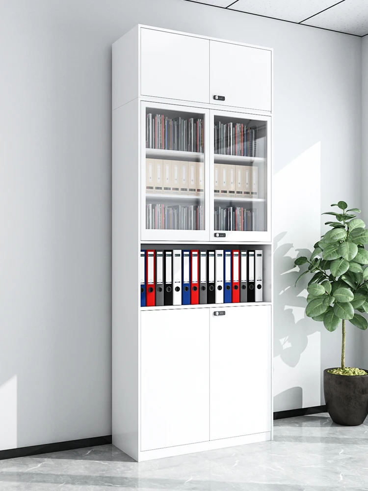 Modern Office Metal Filing Cabinet with Half-glass Design for Workshop School Outdoor Use