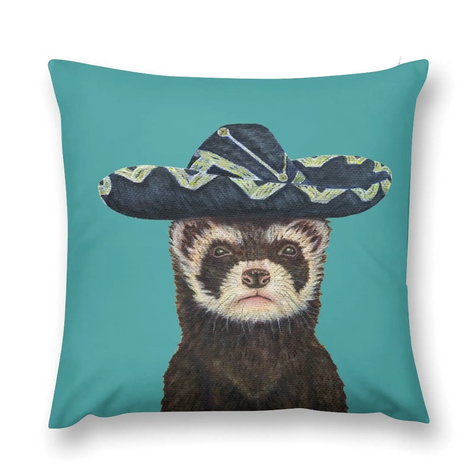 Ferret Fiesta, Blue Background Throw Pillow Cushion Child Decorative Cushion Cover pillow