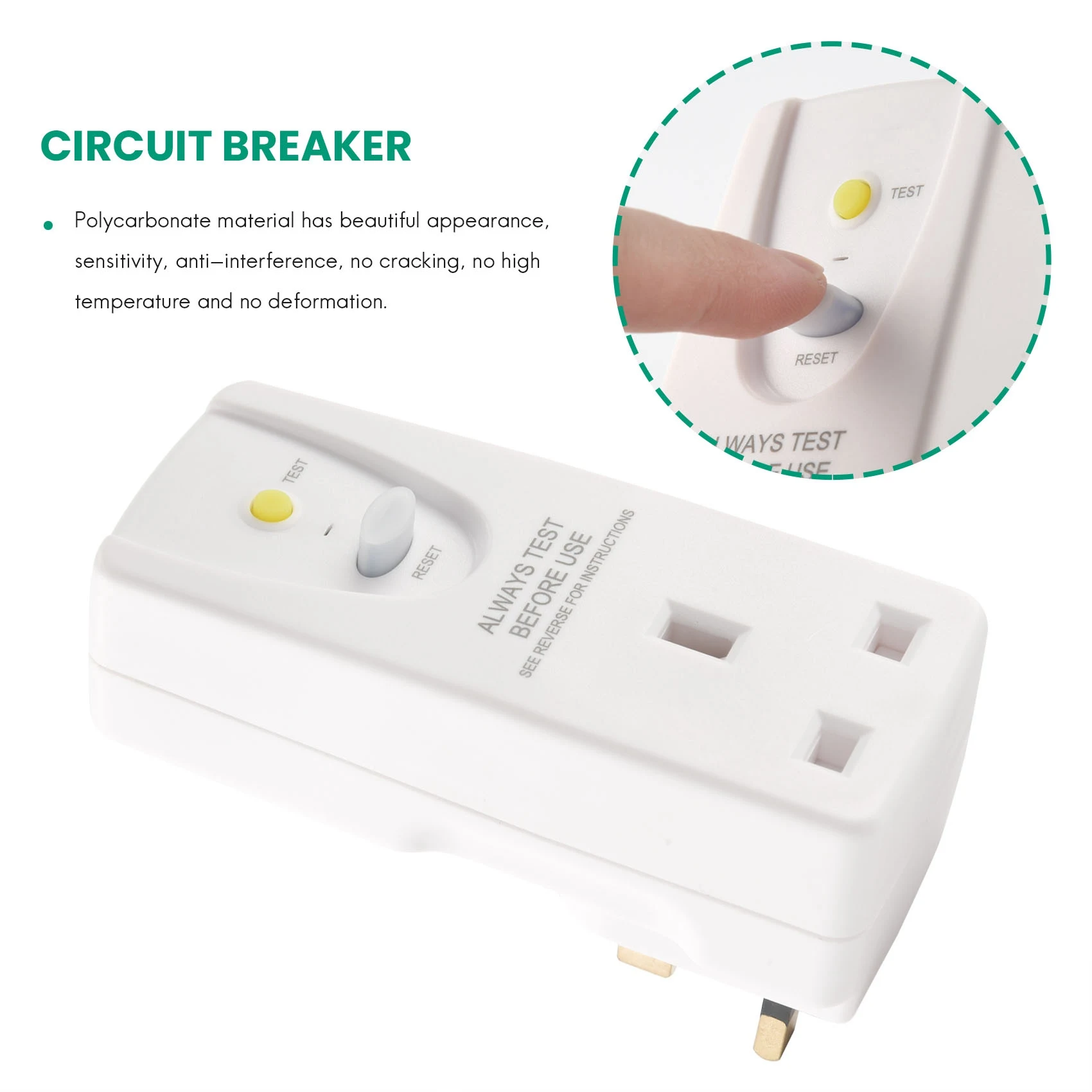 A73E-Uk Plug 13A Gfci Leakage Protection Plug Rcd Socket Home Circuit Breaker Cutout Power Trip Switch- Uk Plug
