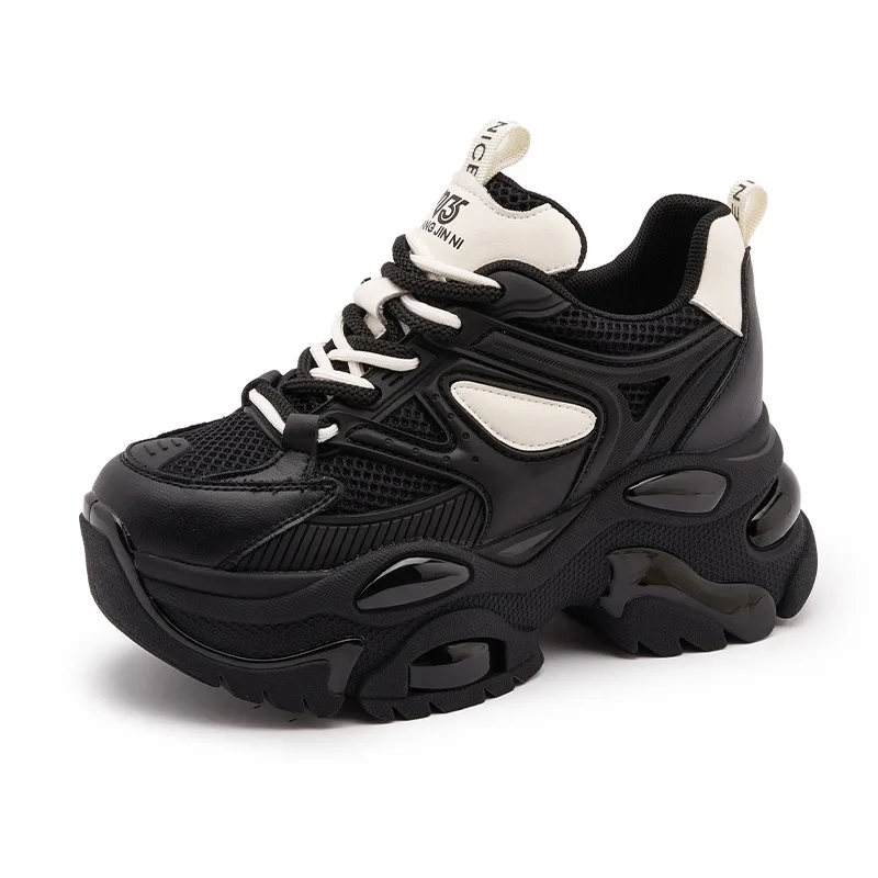 

Женские осенние кроссовки 8 см, повседневная спортивная обувь на высокой платформе 2025 года, новые женские кроссовки на толстой подошве, массивные кроссовки с дышащей сеткой