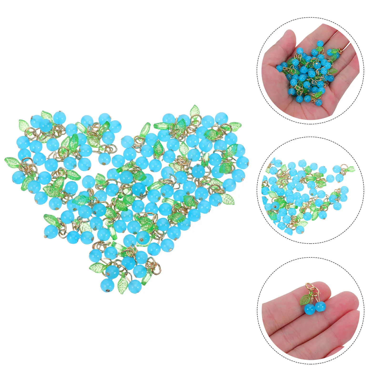 

50pcs 3D Cherry Pendant Blue Plastic Fruit Charm For Diy Jewelry Making Craft Bracelet Necklace Accessories 0.6 Inch