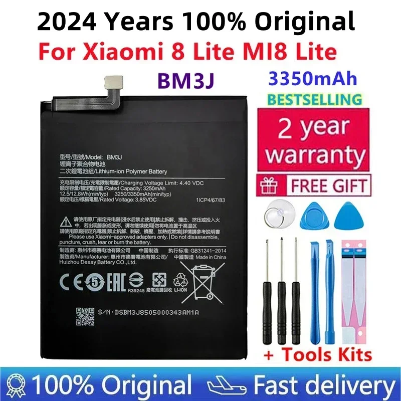 

2024 Years Orginal Phone Battery BM3J For Xiaomi 8 Lite MI8 Lite High Capacity Polymer Replacement Battery 3350mAh Fast Shipping