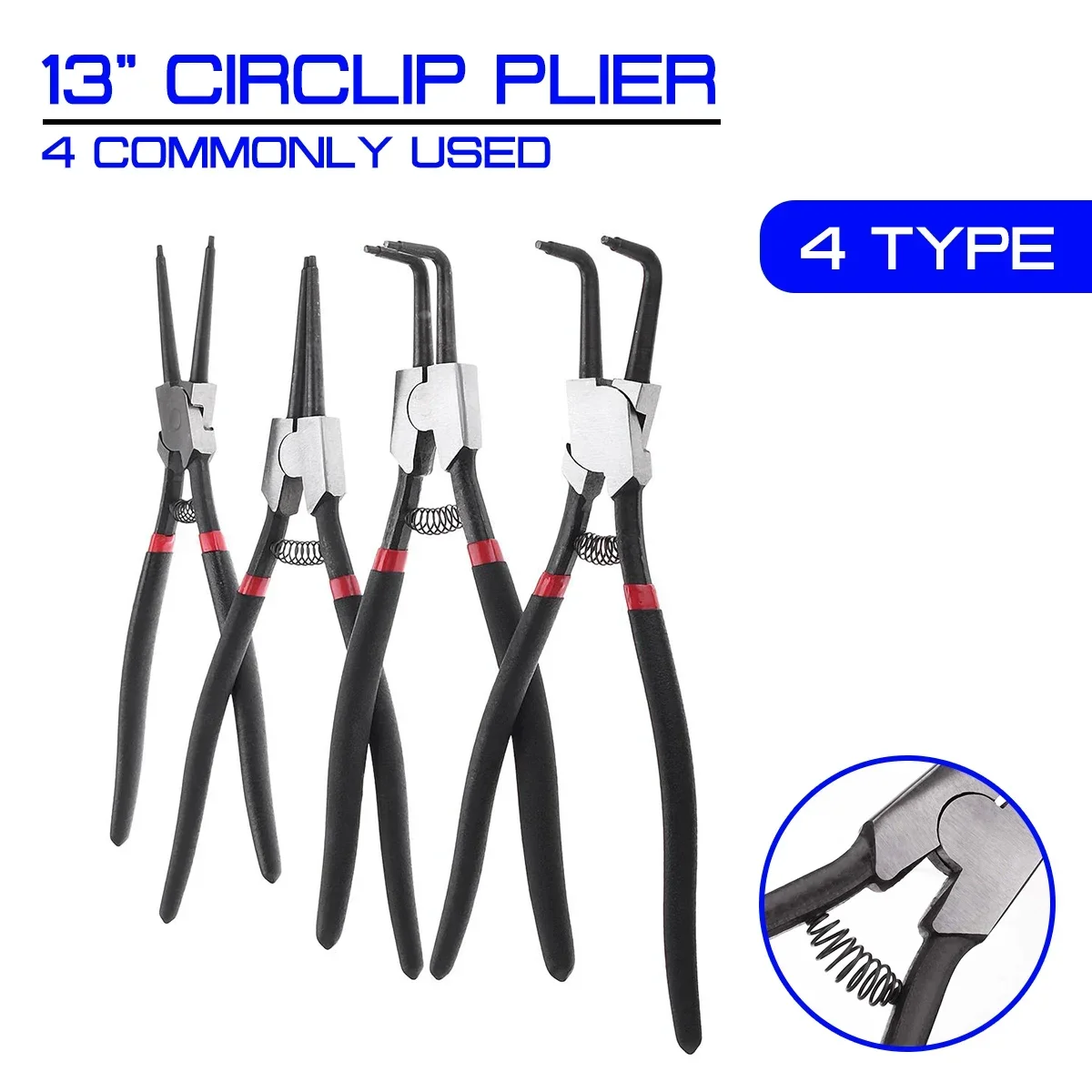 

13 inch Curved Tip Plier Circliper Snap Ring Plier Internal/External/Straight/Bent Optional Hand Tool Electrician Crimping Tool