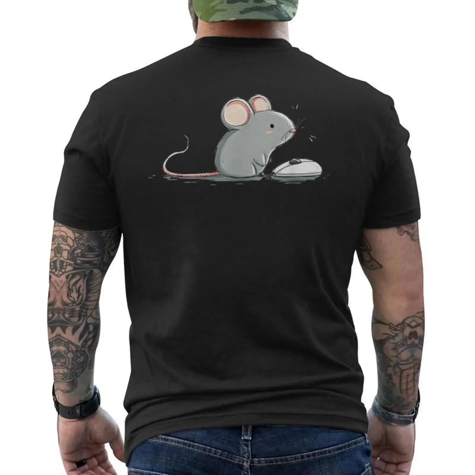 T-shirt unisexe vintage délavé avec motif Souris Amusante Pour Animaux De Compagnie Avecouris Jeu Les Amateurs PC imprimé au dos Cadeauxyz
