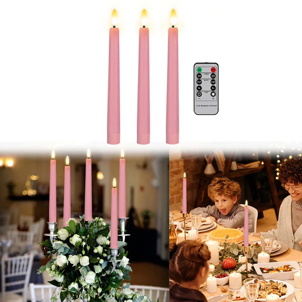 

Flameless Taper Candles Battery Operated Candles with Base Advent Candles 3D Flickering Flame for Christmas Advent Decor