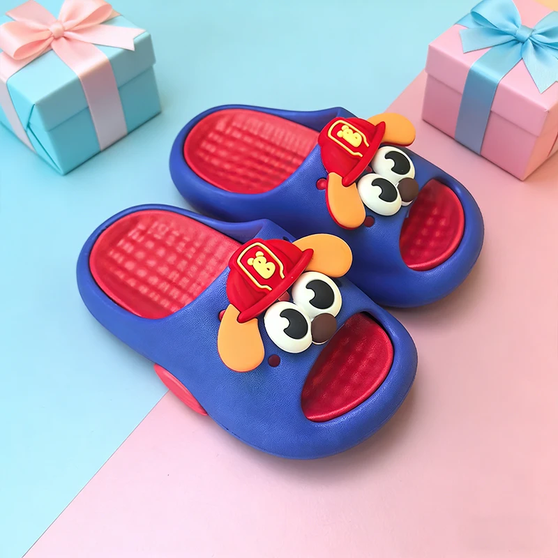 Children Cartoon Puppy Slide Slippers, Soft Non-Slip Sole Breathable Summer Indoor Outdoor Casual Kids Shoes