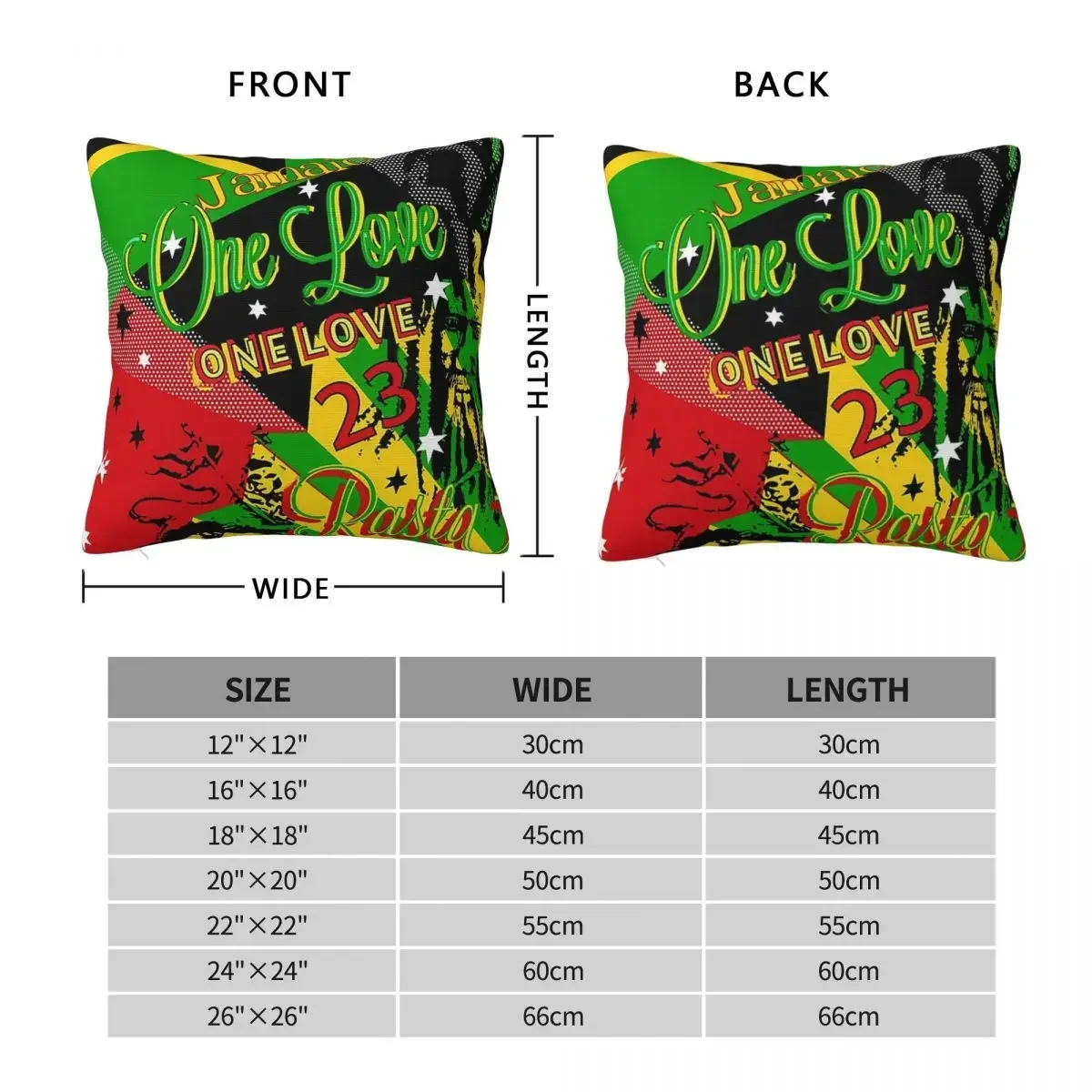 Jamaican Rasta One Love Party Square Pillowcase Pillow Cover Polyester Cushion Decor Comfort Throw Pillow for Home Living Room