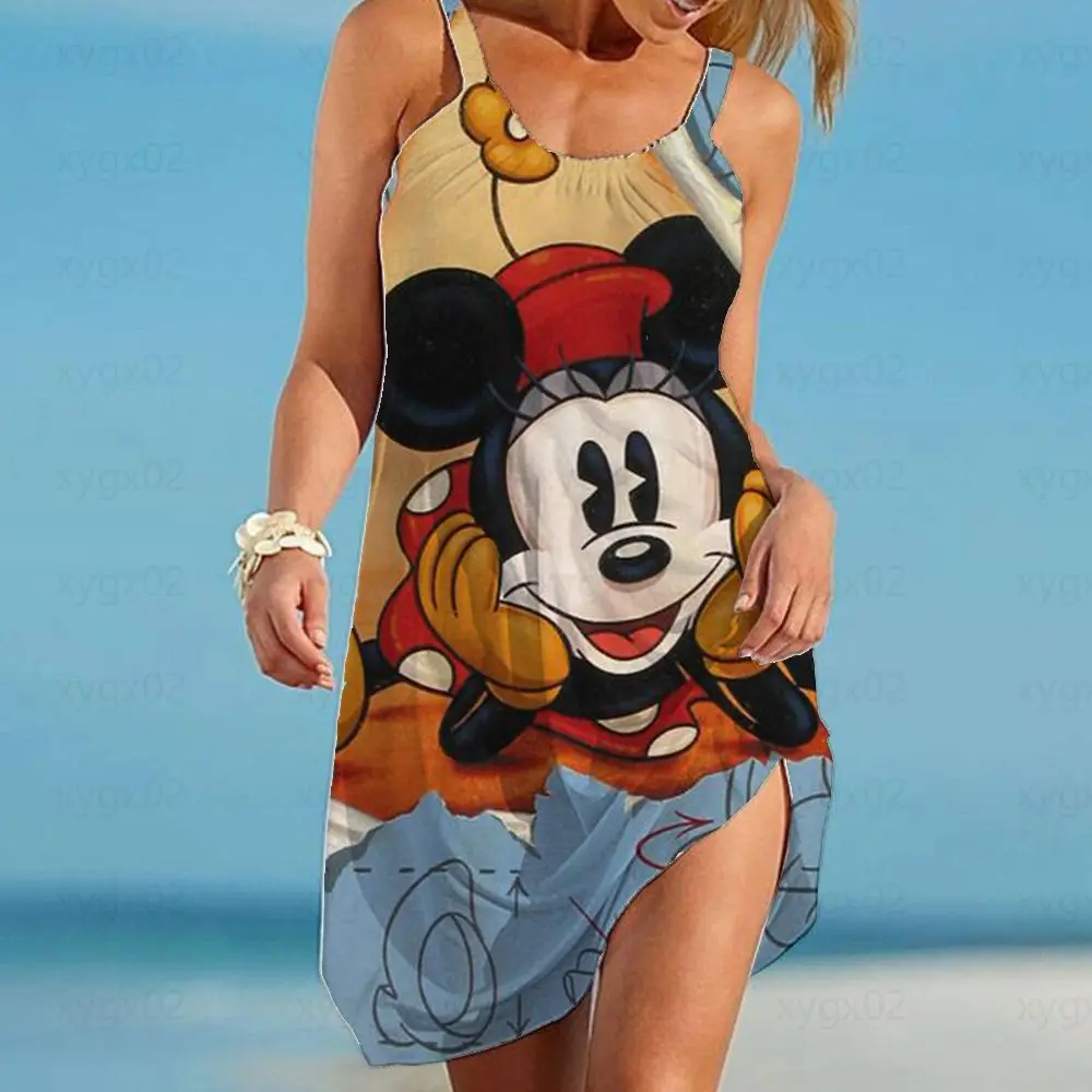 

Y2k Top Minnie Mouse Loose Sleeveless Cartoon Sexy Outfits For Woman Boho Sling Beach Dress Women's Summer Sundresses Printing