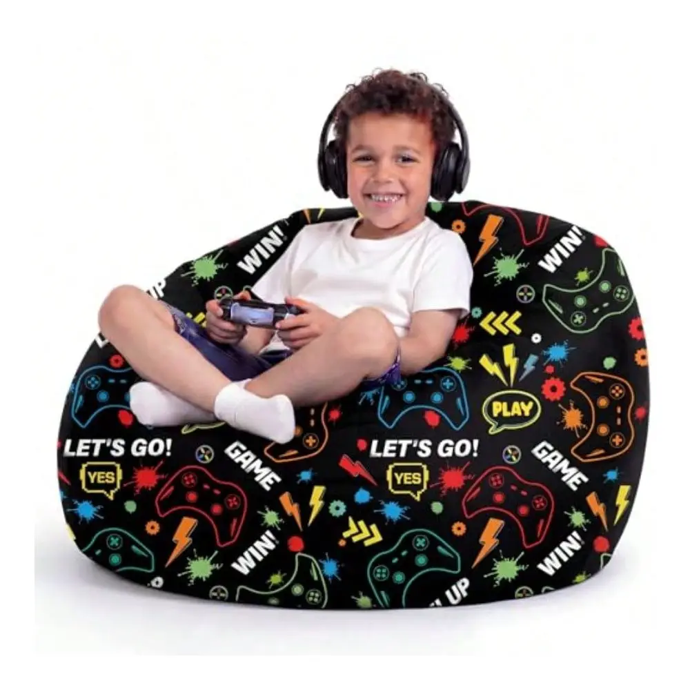 Animal Storage Bean Bag Chair Cover No Filler Washable Canvas Beanbag Chair Bean Bag Cover With Zipper For Organizg Plush Toys