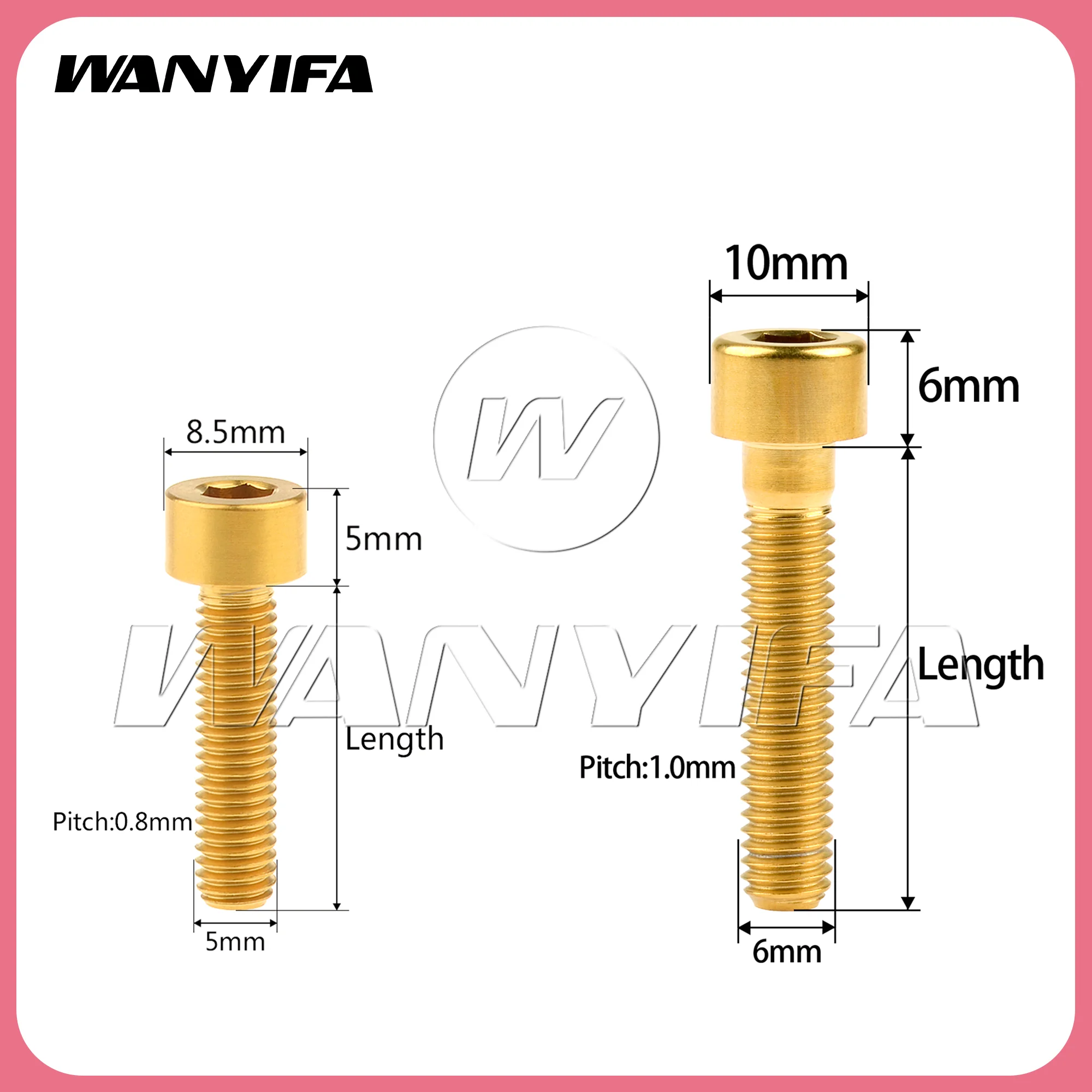 Wanyifa 10 pièces boulon en titane M5/M6x10 12 15 16 18 20 23 25 30 35 40 45 50 55 60 65mm DIN912 tête hexagonale pour pièces de VTT