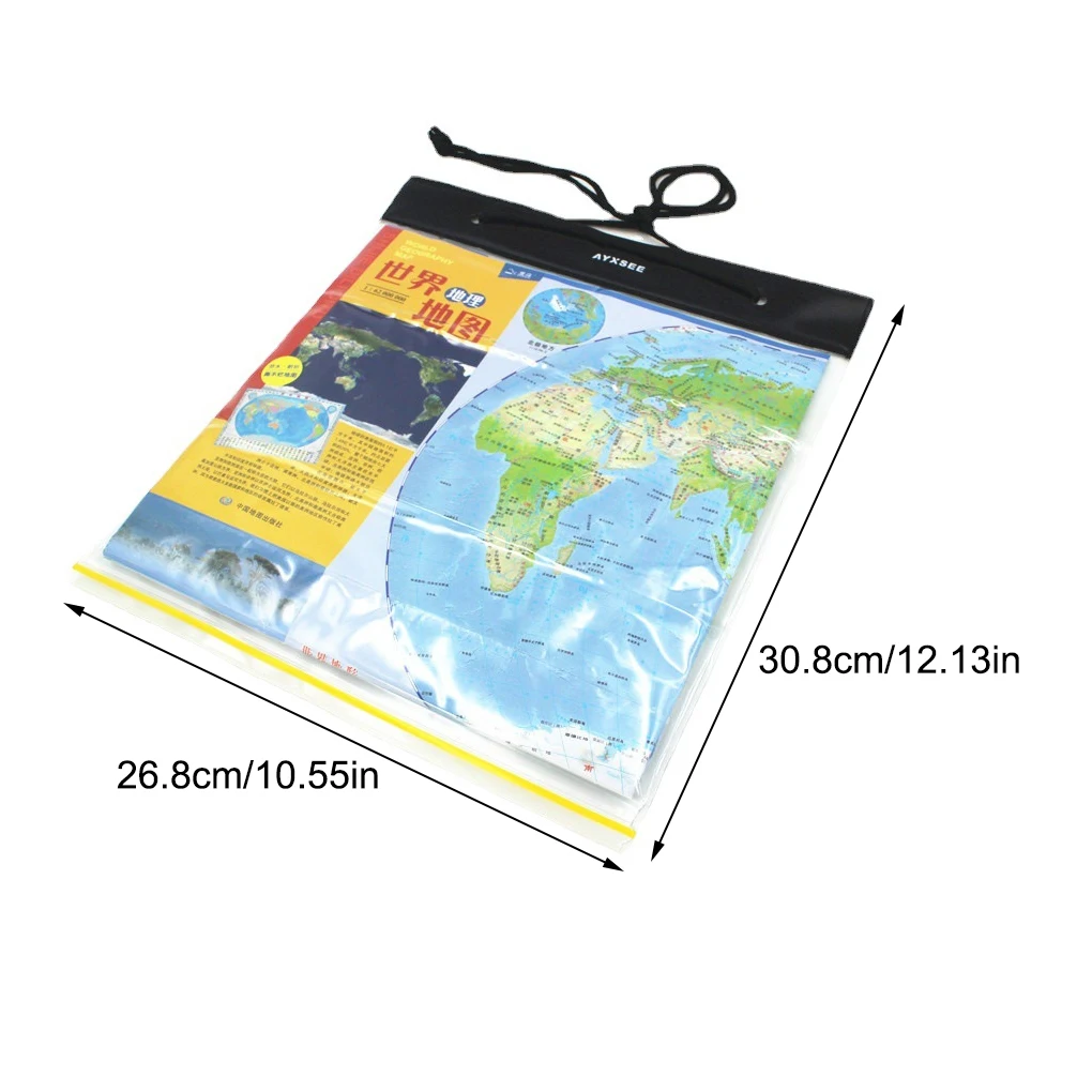 Funda de mapa transparente impermeable de PVC para documentos, soporte de papelería, bolsa de bolsillo portátil para acampar al aire libre con