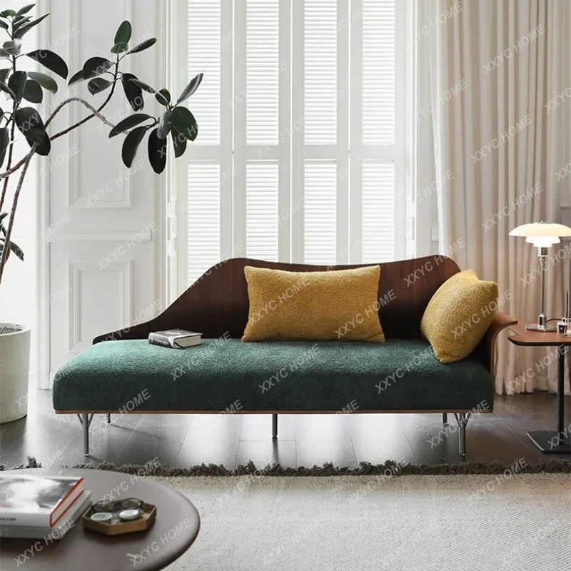 

Retro style MCM/Copenhagen/BLON curved wood walnut fabric sofa FT