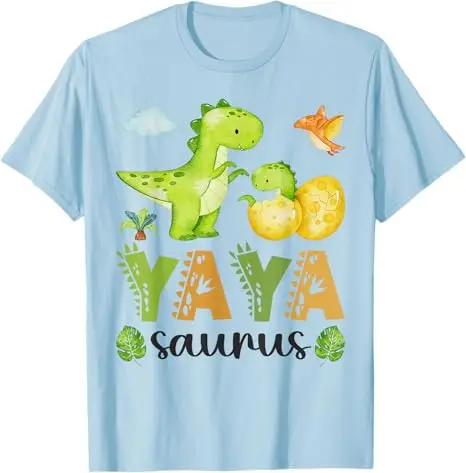 Yaya Saurus T-Rex Dinosaur Matching Mother's Day T-Shirt Cute Y2k Aesthetic Clothes Novelty Gift Short Sleeve Blouses